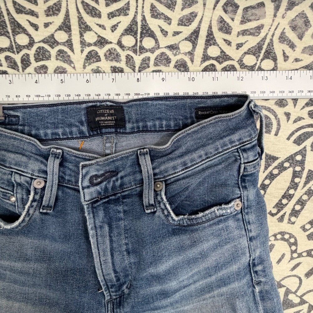 Citizens of Humanity Rocket Crop High Rise Skinny Distressed Jeans Blue Size 26